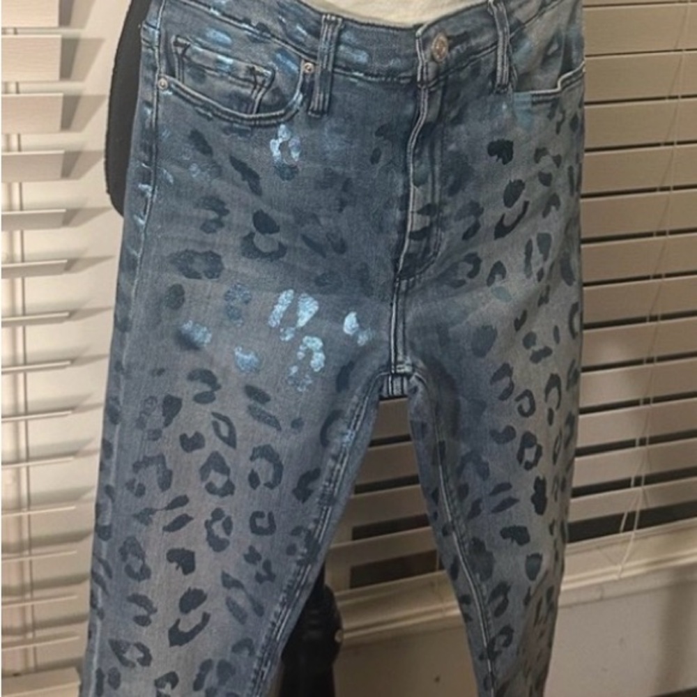 Black Orchid Blue Leopard Print Women's Jeans